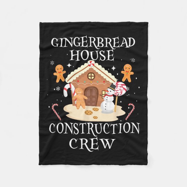Baking Xmas Gingerbread House Construction Crew De Fleece Blanket (Front)