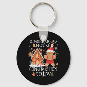 Baking Xmas Gingerbread House Construction Crew De Key Ring