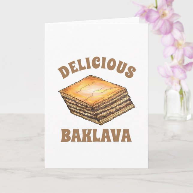 Baklava Sweet Filo Honey Dessert Pastry Greek Food Card (Orchid)