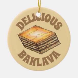 Baklava Sweet Filo Honey Dessert Pastry Greek Food Ceramic Tree Decoration