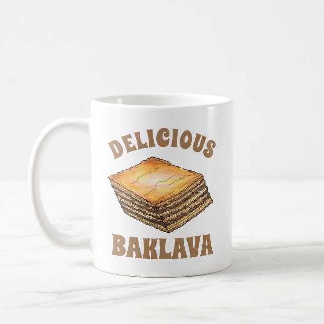 Baklava Sweet Filo Honey Dessert Pastry Greek Food Coffee Mug (Left)