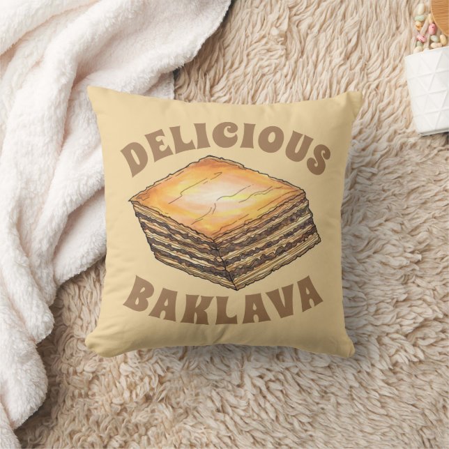 Baklava Sweet Filo Honey Dessert Pastry Greek Food Cushion (Blanket)