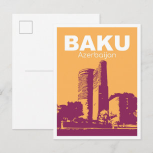 Baku Azerbaijan Art vintage Travel Postcard