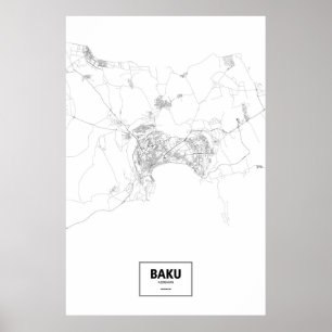 Baku, Azerbaijan (black on white) Poster