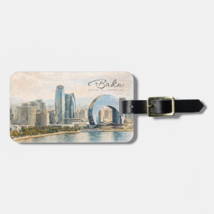 Baku Azerbaijan Capital Watercolor Travel Gift Luggage Tag