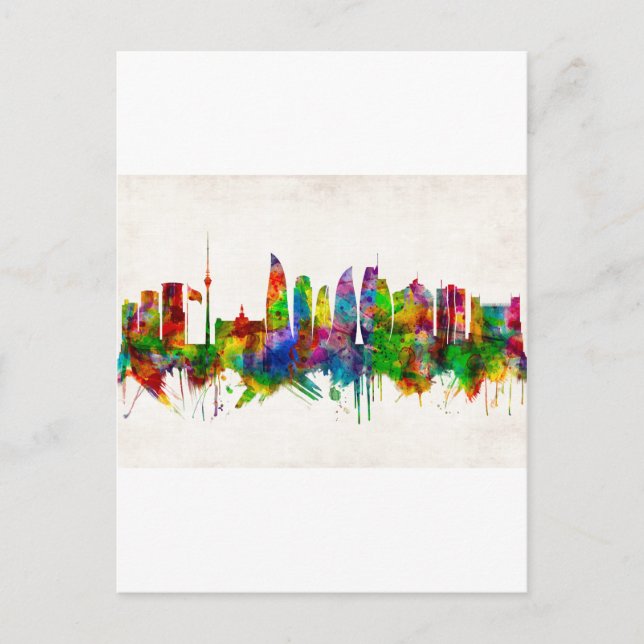 Baku Azerbaijan Skyline Holiday Postcard (Front)