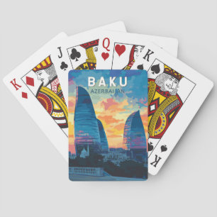 Baku Azerbaijan Travel Art Vintage Playing Cards