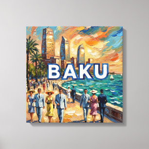 Baku Caspian Promenade Skyline Canvas Art