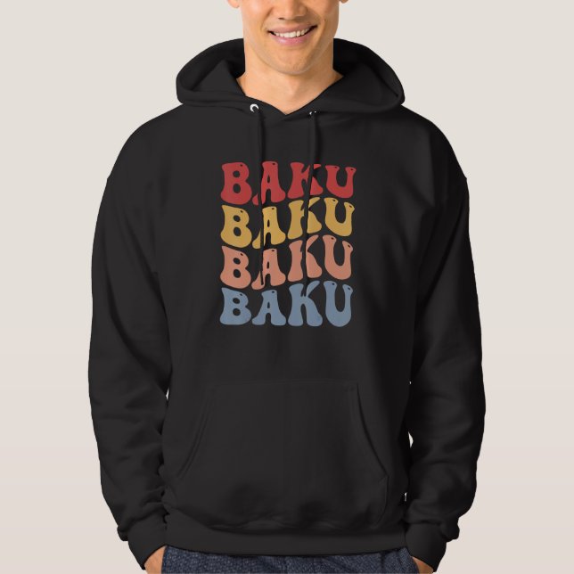 Baku City Groovy Retro Hoodie (Front)