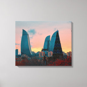 Baku skyline and flame towers canvas print