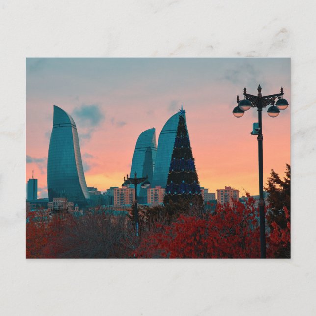 Baku skyline and flame towers postcard (Front)
