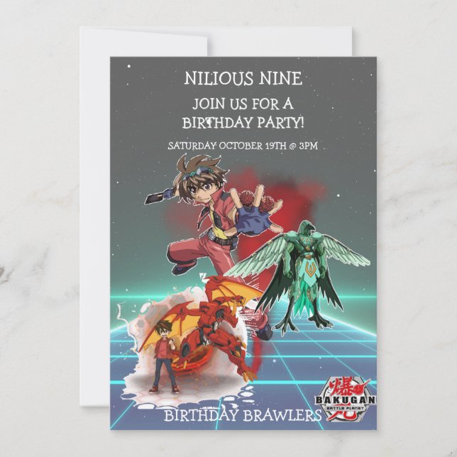 BAKUGAN BIRTHDAY BUNDLE INVITATION (Front)