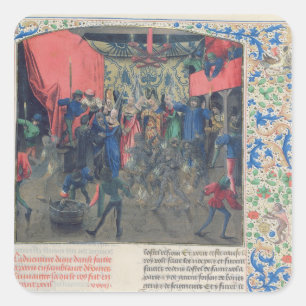 Bal des Ardents', Charles being saved Square Sticker