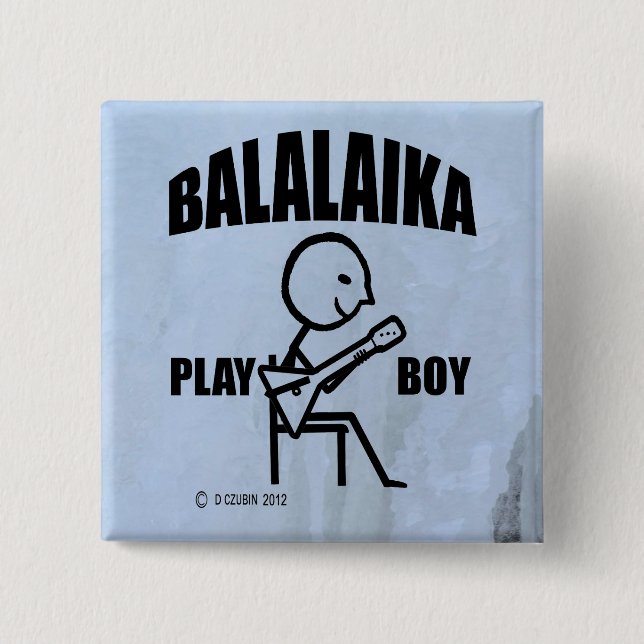 Balalaika Play Boy 15 Cm Square Badge (Front)