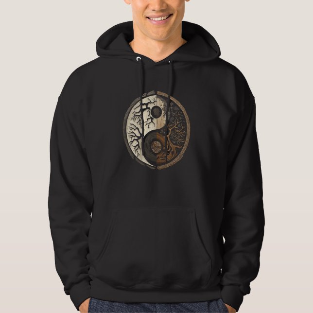 Balance and Harmony Yin Yang Symbol Nature Forest Hoodie (Front)