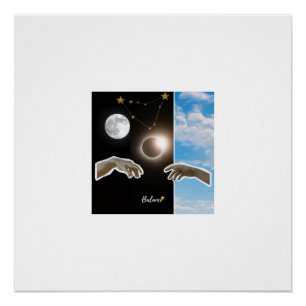 Balance Astrology Eclipse and Moon Surreal Poster