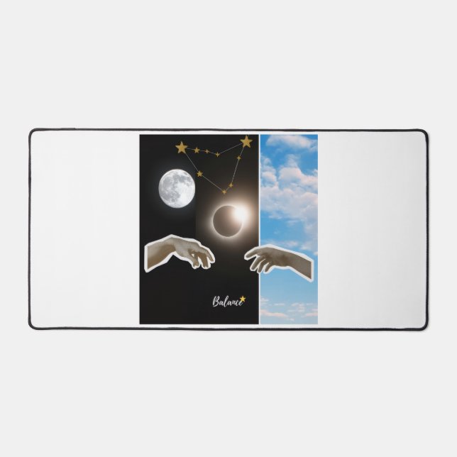 Balance Astrology Eclipse and Moon Surreal Poster Desk Mat (Front)
