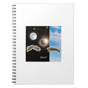 Balance Astrology Eclipse and Moon Surreal Poster Notebook