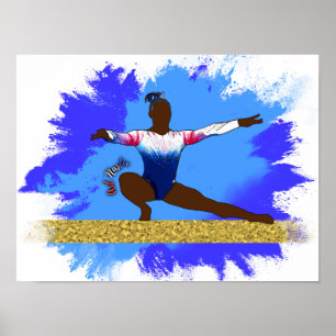 Balance Beam Gymnast Silhouette Poster