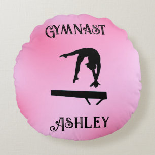 Balance Beam Pink Blush Gymnast  Round Cushion