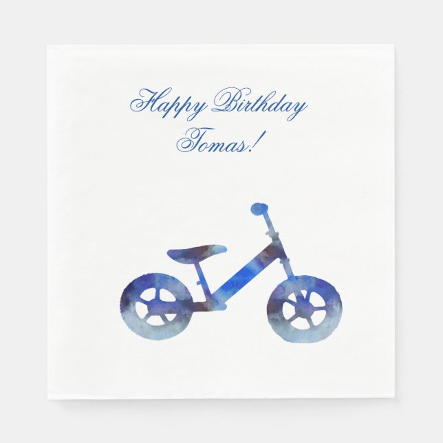 Balance Bike Watercolor Art Napkin (Front)