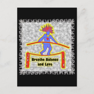 Balance Breath & Love On Grey Postcard