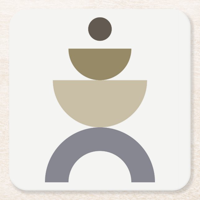 Balance - colourful Mid Century geometric shapes Square Paper Coaster (Front)