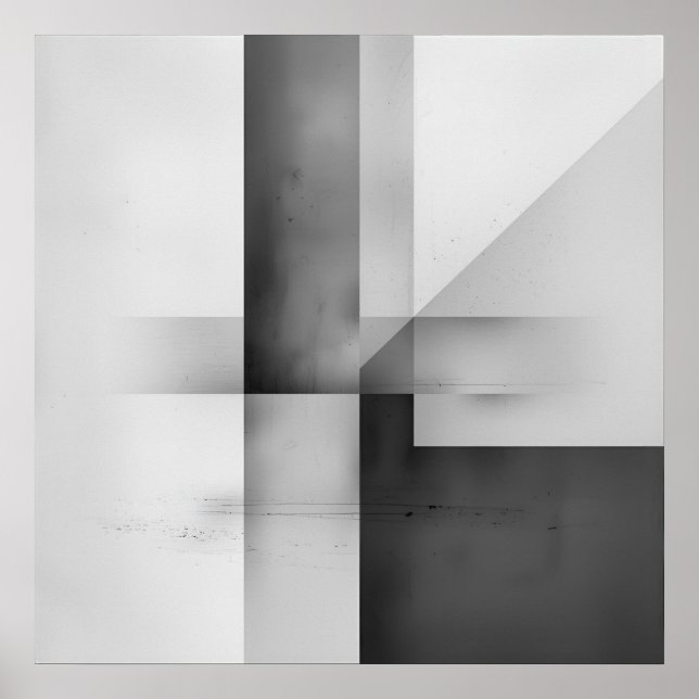 Balance in Contrast – Minimalist Grey Scale Ar Poster (Front)