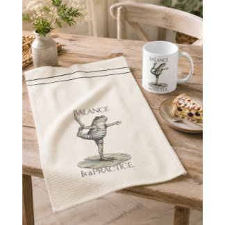 Balance Is a Practice Whimsical Frog Kitchen Towel