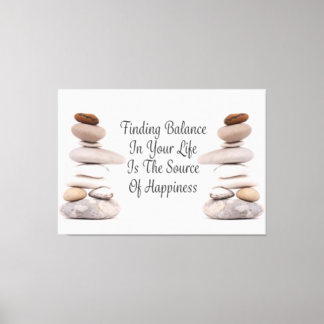 Balance of life zen stones slogan canvas print (Front)