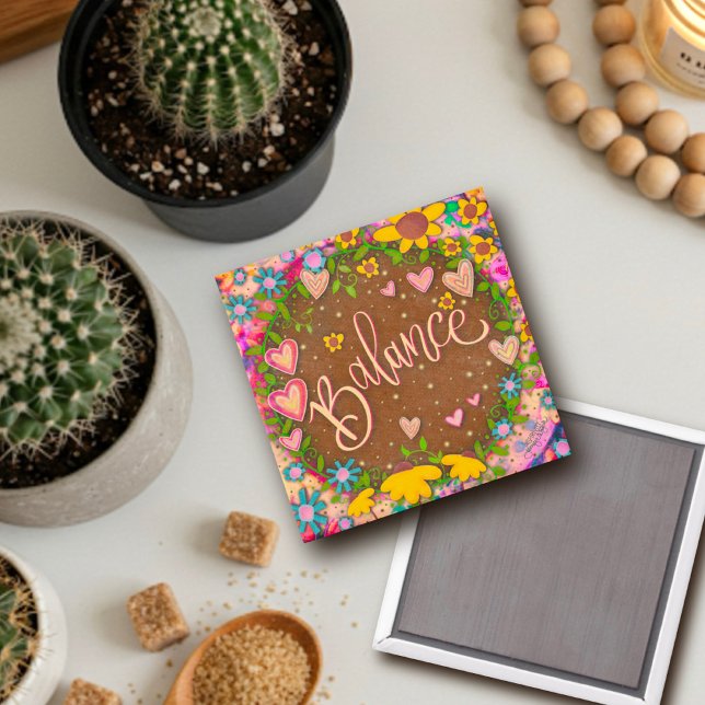Balance Pretty Fun Floral Modern Inspirivity Magnet (Creator Uploaded)