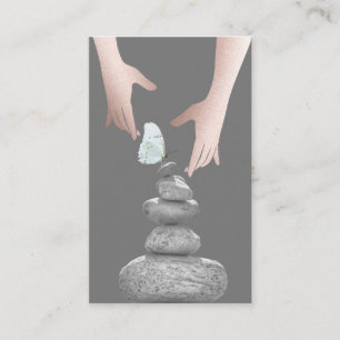 Balance Stones Butterfly Healing Hands Health Spa Business Card