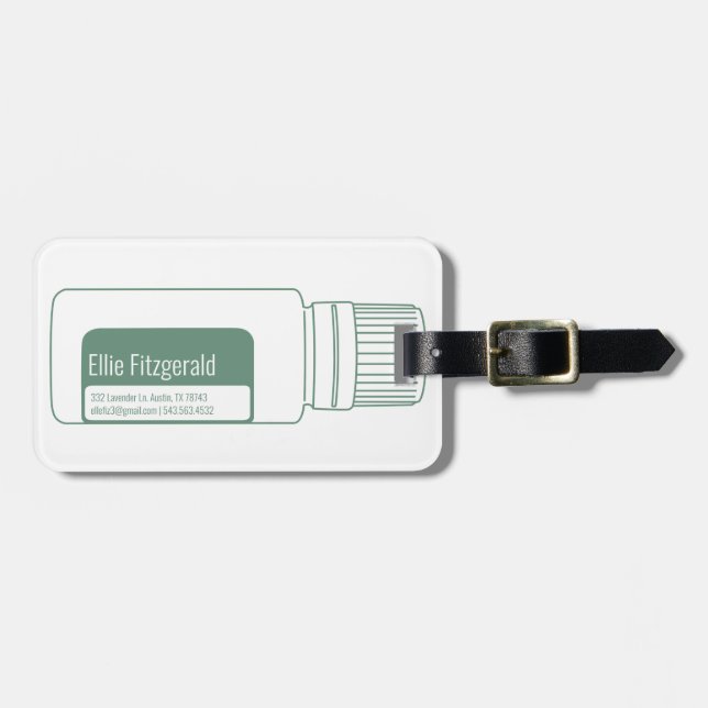 Balance Teal Essential Oil Bottle Luggage Tag (Front Horizontal)