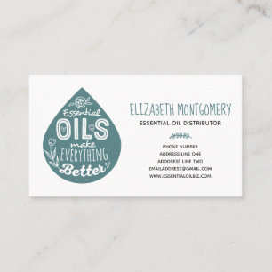 Balance Teal Essential Oil Drop Business Card