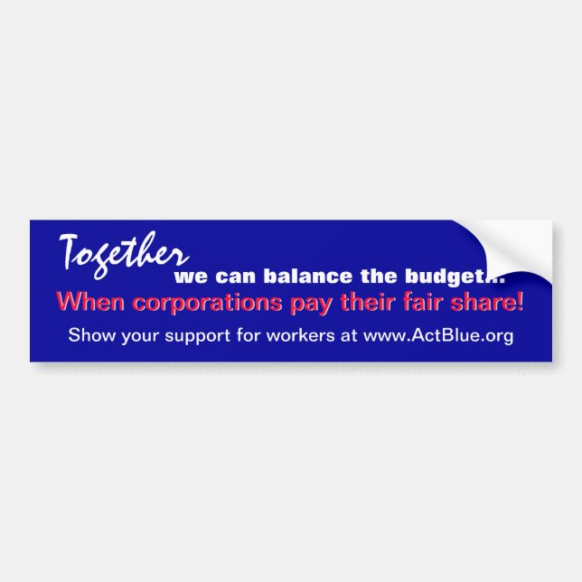Balance the budget (corporations) sticker (Front)
