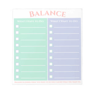 Balance To Do List Notepad