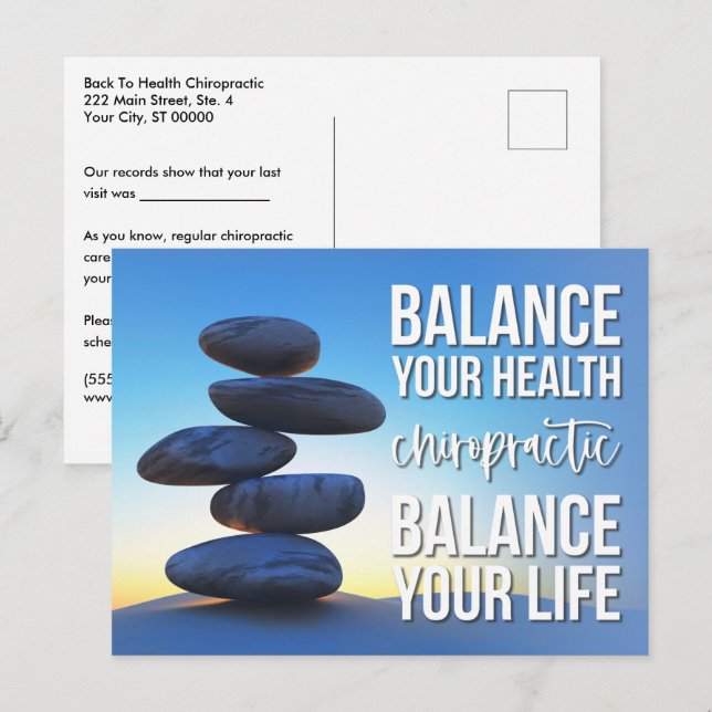 Balance Your Health & Life Chiropractic Recall Postcard (Front/Back)