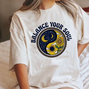 Balance Your Soul Yin Yang Sunflower Moon Celestia Tri-Blend Shirt