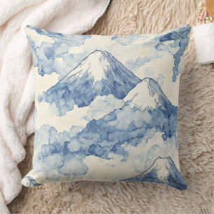 Balanced Blue White Mountains Snow Cushion