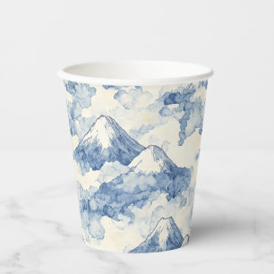Balanced Blue White Mountains Snow Paper Cups