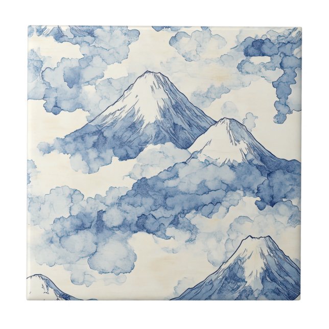 Balanced Blue White Mountains Snow Tile (Front)