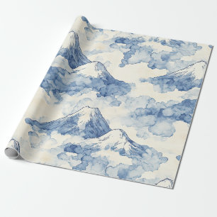 Balanced Blue White Mountains Snow Wrapping Paper