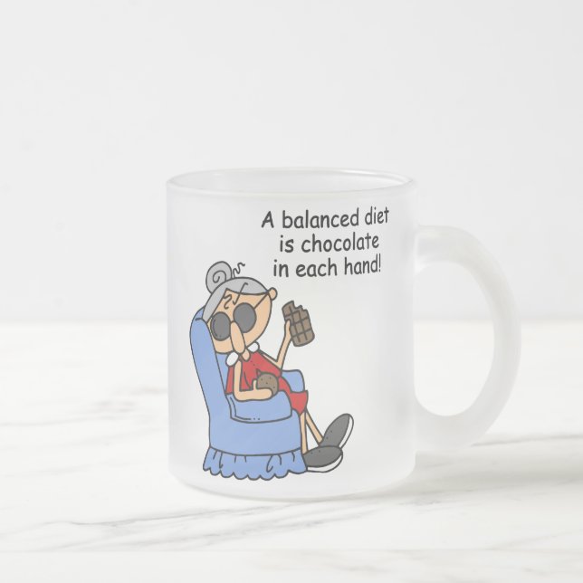 Balanced Chocolate Diet Frosted Glass Coffee Mug (Right)