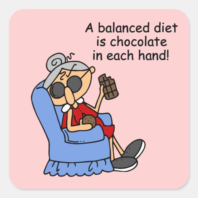 Balanced Chocolate Diet Square Sticker (Front)