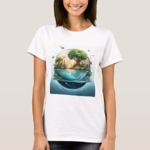 Balanced Eco Globe Design: Nature and Ocean T-Shirt