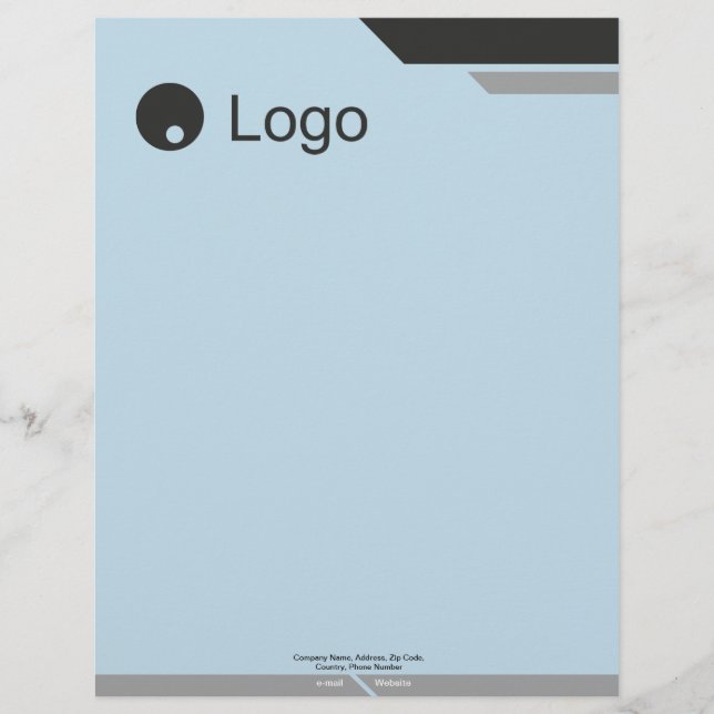 Balanced Grayscale Classic Dual Stripes Graphic Custom Letterhead (Front)