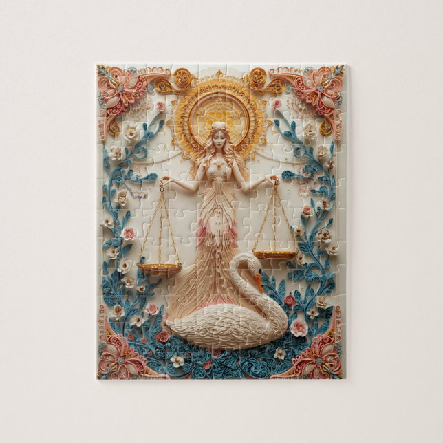 Balanced Libra Scales - Paper Quilling Jigsaw Puzzle (Vertical)