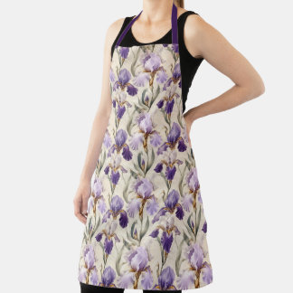 Balanced Luxury Elegant Iris Flowers Apron