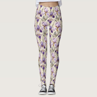 Balanced Luxury Elegant Iris Flowers Leggings