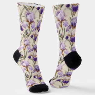 Balanced Luxury Elegant Iris Flowers Socks